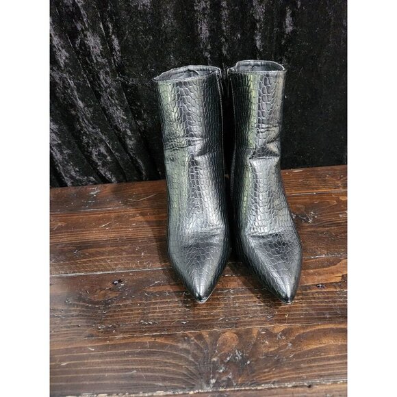 DREAM PAIRS Sianna Croc Embossed Block Heel Ankle Booties/Sz. 9.5 - Picture 5 of 8